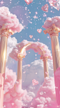 hellscreamy1669_3d_anime_style_pink_arch_with_white_clouds_and__608db136-d26a-4ae5-a7d7-bfbfeed76a52