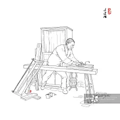 木工,职业,扬州,插画,工匠正版图片素材