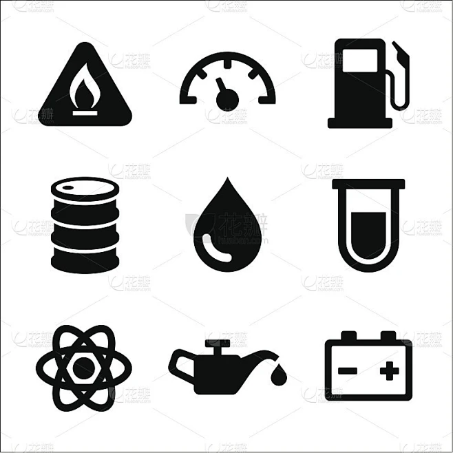 汽油柴油加油站图标集。向量素材-花瓣网