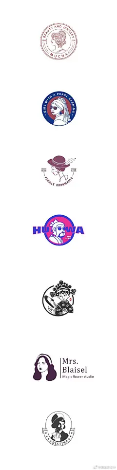 这期logo课学生第八节课人像构成作业，除了对人物的五官和身体处理，创意的结合，文字的搭配与排版都很重要！另外，做人像类logo并不需要美术基础#logo设计# ​​​​