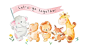 Cute wild animals walking in line illustration