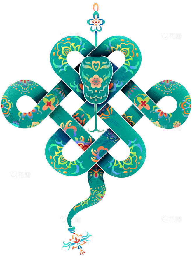 蛇年春节民族感中国结蛇元素