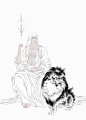 张旺白线描稿——四大菩萨之地藏王菩萨