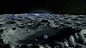 月球表面陨石坑中的蓝色行星地球，相机揭示