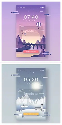 移动手机手绘自然风光风景封面海报插图AI矢量设计元素材18122402-淘宝网