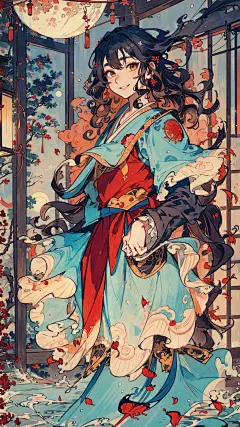唯美古风插画封面人物