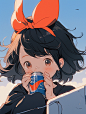 jaygardner_a_girl_with_red_bow_holding_a_soda_can_in_the_style__e71ddba0-2bf0-47d3-8796-42a55d29b16c
