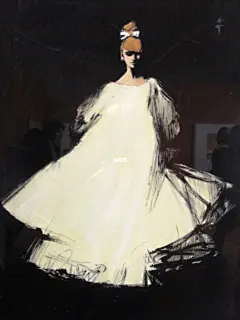㊙️雷内·格茹｜时尚插画 : 法国画家、时装插画家。二十世纪最具影响力之一的插画大师。 - 流畅大气的线条勾勒出明显的女性曲线，修身、高雅、大气，色彩则是大面积色块的泼洒，独特的虚实结合水彩风格，将东西方绘画艺术相结合，推动当时整