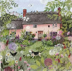 1英国插画师Lucy Grossmith关于美好的乡村田园生活的插画作品——我要住在阳光小屋里面，养一只狗狗，生活宁静和安逸，旁边有我最爱的人。