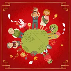 H48新春年夜饭 团圆饭 一家人吃饭场景 春节新年素材聚餐饭桌AI-淘宝网