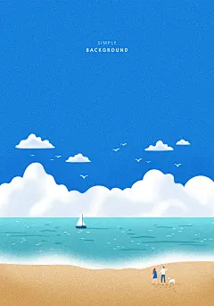 海边度假 彩色手绘 帆船海鸥 旅游插图插画PSD79海边度假|度假|彩色|手绘|帆船|海鸥|旅游|插图|插画