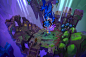Boss Fight, Neil Richards : Fighting a very blue dragon defending some blue eggs. 
A simple styled paint-over of a simple 3D set.