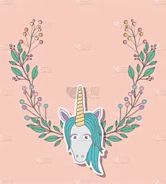 生日,独角兽,贺卡,分离着色,可爱的,请柬,幻想,问候,装饰