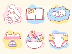 婴儿跟踪应用程序图标相册图标集图标设计图标母乳喂养睡眠秤体重婴儿食品尿布出生怀孕新生儿移动应用程序母亲怀孕婴儿