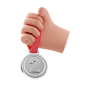 Holding silver medal 3D Illustration