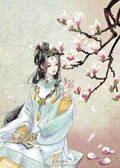古风插画 竹铃叮当/绘