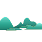 国潮绿色渐变山体素材传统古典设计元素祥云