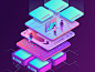 Isometric Platform Diagram circuit people layers stack technology tech data illustration gradient isometric