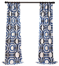 Mecca-Printed Cotton Single Curtain Panel, Blue, 50"x96" transitional-curtains