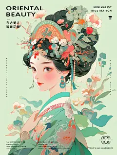 她清风徐来，美美哒！扁平古风人物IP插画设计 - 小红书