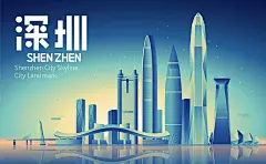 深圳地标天际线城市建筑矢量插画图片下载