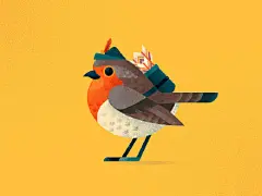 【审美练习】一组动物相关的仿手绘矢量插画，绘制的图形使用强烈明显的噪点衬托画面里的光影关系|作者：Anano Miminoshvili #设计秀# ​