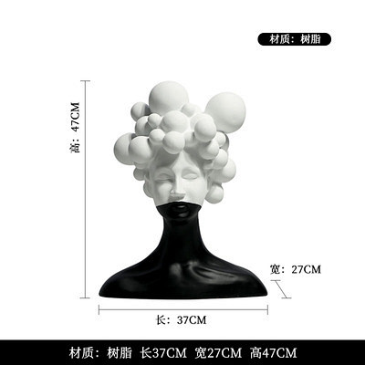 简约现代创意艺术女生人物雕塑摆件样板房间...