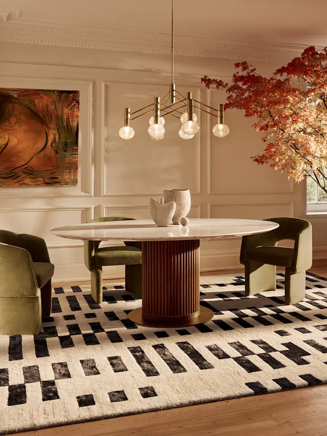 Murcell Oval Dining Table - Carrara Marble - Lifestyle - Image 1-花瓣网