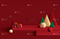 3D渲染抽象冬季背景，圣诞节和新年背景