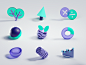 3D icons envrionment eco green icons b3d blender