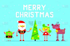 贺卡,矢量,圣诞老人,球体,背景分离,家庭,简单,现代,儿童