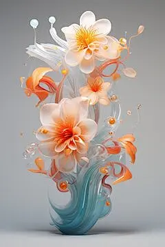 点击来源直接获取大图文件 |Reflective Garden Shimmering Glass Flowers in Exquisite Design