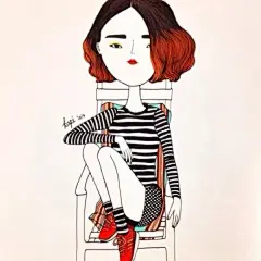 kapi复古女孩 简约系列 头像 线描 壁纸 酷酷@北坤人素材