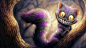 General 2560x1440 Alice in Wonderland cat Cheshire Cat artwork smiling branch fantasy art