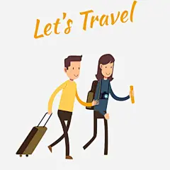 旅行的情侣高清素材 卡通 可爱的 情侣 旅行的 男人 英文字 行李箱 免抠png 设计图片 免费下载