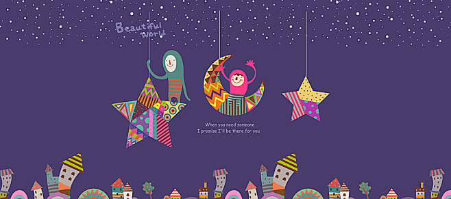 世界,夜晚,插画,海报banner,卡通...