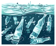 水污染环境影响废物管理海洋污染回收-塑料瓶污染水，环境信息