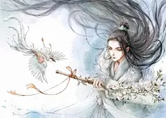 唯美古风《半面妆》插画，有些容颜望一眼就终身思念古风画

她用多种绘画方式相结合

线稿，水彩 手绘板