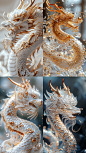 close-up, Chinese New Year, auspicious Dragon theme, abstract minimalist dragon design, subtle gold on white, clear background, C4D OC render style, softnatural lighting, simple and elegant space. --s 500 --ar 9:16 --v 6.0