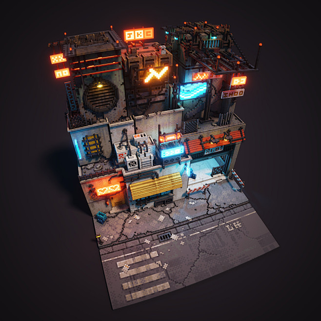 Cyberpunk Voxel Scen...