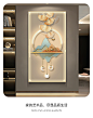 轻奢福鹿玄关装饰画高级感竖版客厅挂画银杏叶走廊过道led灯壁画-淘宝网