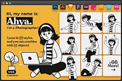 &lt;span class='yzk_title_98319'&gt;多格式的简约可爱手绘风格的女孩人物角色插画集合（AI，EPS，FIG，PDF，PNG，PSD，SKETCH，SVG，XD）&lt;/span&gt;插图