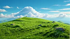 天空草地登山户外实景武功山大自然新鲜空气风景背景电脑壁纸绿色壁纸草原自由向往云朵大山蓝天白云