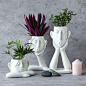 Human Face Shaped Flower Pot Tall White Modern Head Planter image 5