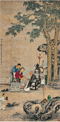 禹之鼎 赏画图
禹之鼎 北京故宫博物院珍藏手卷数量最多的画家（1647-1716），清代康熙年间著名画家，字尚吉，一字尚基，一作尚稽，号慎斋。广陵（江苏兴化）人，后寄籍江都。擅长人物，尤以肖像著称。康熙二十年（1681）官鸿胪寺序班，以画供奉入直畅春园。幼师蓝瑛，出入宋、元诸家。其写真多白描，秀媚古雅，为当代第一
有《骑牛南还图》、《放鹇图》、《王原祁艺菊图》等传世。