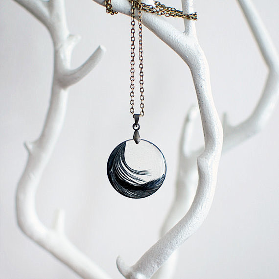 Black feather neckla...