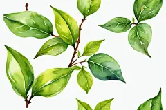 温馨手绘清新齿颊留香茶叶图片插画