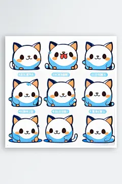 数字艺术卡通猫贴纸卡通表情包-众图网
