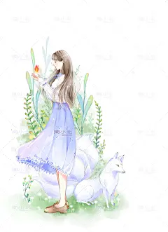 少女与九尾狐_南小北__插画师作品_涂鸦王国gracg.com