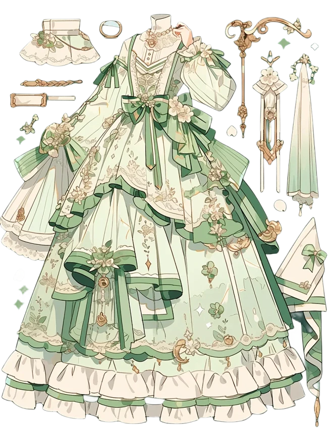 洛丽塔｜oc服设连衣裙手帐插画素材24弹-花瓣网